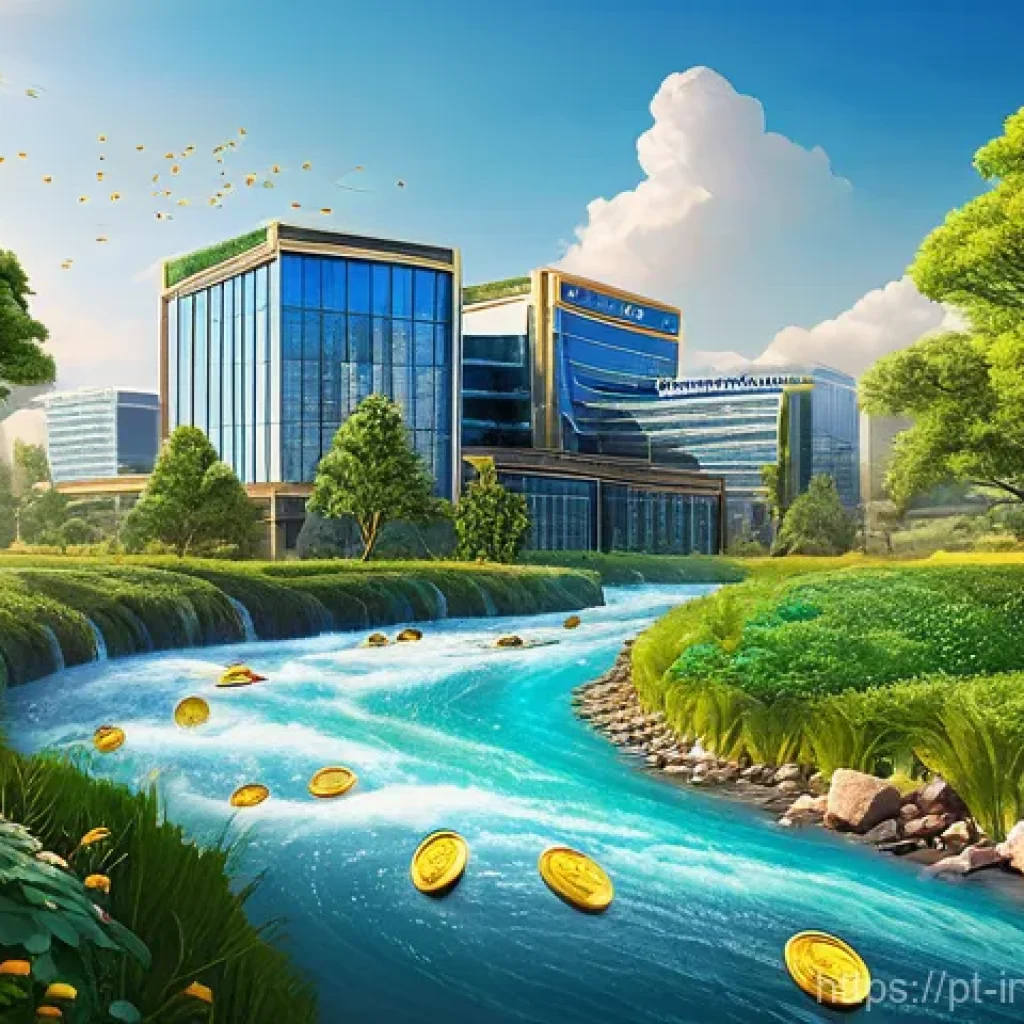 배당 성장 투자에서 기업의 현금 흐름 분석 - **Prompt 1: The Abundant River of Free Cash Flow**
    "An aerial, slightly elevated view of a vibra...