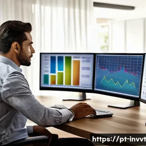 배당 성장 투자와 글로벌 경제 변화 - A professional Brazilian investor in a modern home office setting, analyzing financial charts and di...