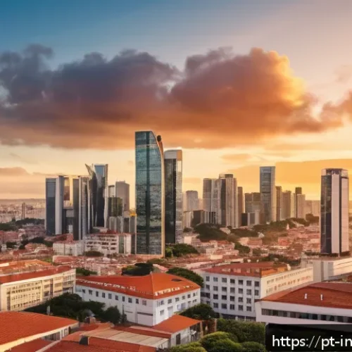 배당 성장을 위한 산업별 분석 - A modern Brazilian cityscape at sunset featuring tall office buildings with illuminated windows, hig...